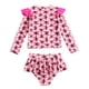 thumbnail image 4 of Odeerbi 2-12 Años Niñas 2 Piezas Ruffle Manga Larga Rash Guard Conjunto Rayado Upf 50 + Traje de Baño de Surf Seco Rápido Con Falda de Baño, 4 of 7