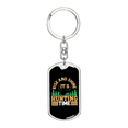 thumbnail image 1 of Rise & Shine Stainless Steel or 18k Gold Premium Swivel Dog Tag Keychain, 1 of 8