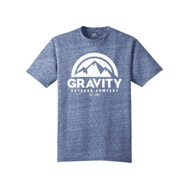 Gravity Outdoor Co. T-Shirt Col Rond Tri-Blend - Logo Blanc - Bleu Marine Chiné - TG
