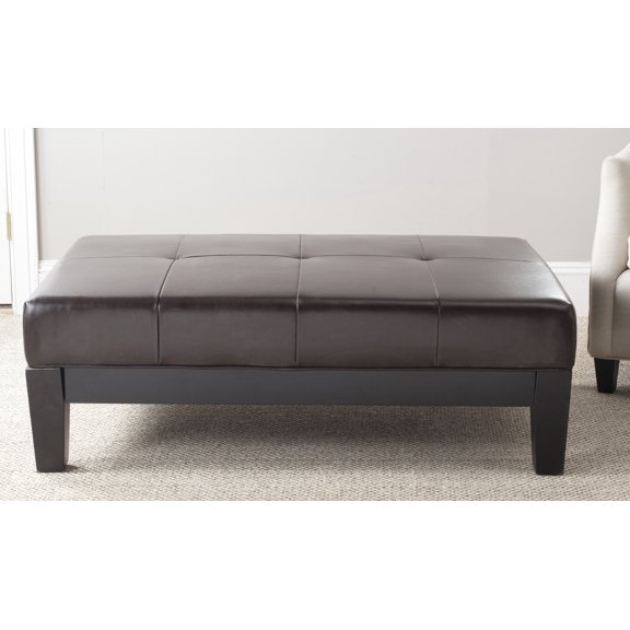 SAFAVIEH Jordan Modern Glam Tufted Cocktail Ottoman, Brown