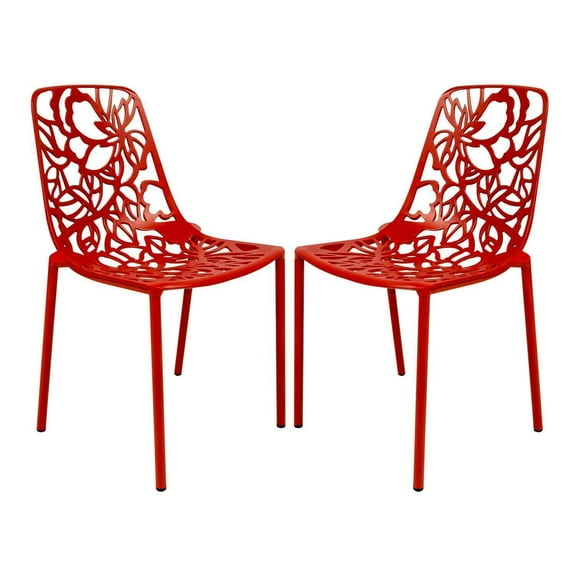 Modern Aluminum Accent Chairs - Beachy Boho Patio Furniture Set of 2