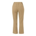 thumbnail image 4 of Outfmvch cotton linen pants women Gauze Drawstring Lace Side Women's Culottes Cotton Linen Palazzo Pants Straight-legs Womens Embroidered Linen Pants Paper Bag Pants Gaucho Pant Khaki 2XL, 4 of 6