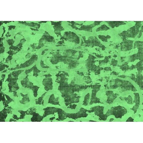 Ahgly Company Indoor Rectangle Abstract Emerald Green Modern Area Rugs, 2' x 3'