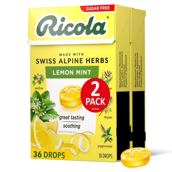 Ricola Sugar Free Lemon Mint 2-Pack 18ct Box