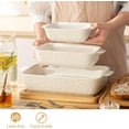thumbnail image 3 of QLANS Casserole Dishes for Oven, Ceramic Baking Dishes Set of 3, Baking Pan Casserole Dish Set, Rectangular Lasagna Pan Deep with Handles for Baking, White (14.5''/11''/8.2''),Set of 3, 3 of 5