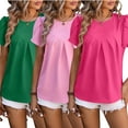 thumbnail image 6 of Zoeecloth Womens Chiffon Blouses Summer Solid Color Casual Tees Shirts Tops Short Sleeve Loose T-Shirt S-XXL, 6 of 8