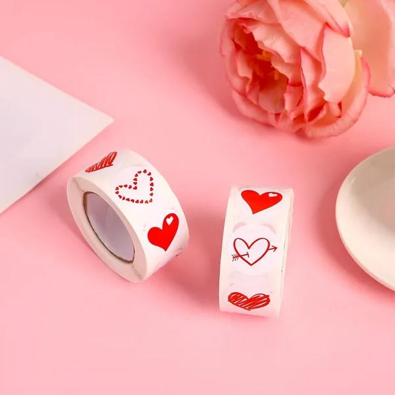 500pcs/roll Heart Stickers Roll; Heart Stickers Labels for Baking Packaging; Envelope Seals; Small Business