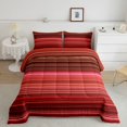 thumbnail image 2 of Castle Fairy Retro Horizontal Stripe Queen Comforter Set 3 Pieces,Mid Century Thin Line Comforter Sets Queen,Rust Crimson Blush,Reversible,1 Comforter and 2 Pillowcases, 2 of 6