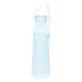thumbnail image 5 of Telankuip 2025 Satin One Shoulder Maxi Dress for Women Summer Silk Formal Elegant Backless Ruffle Sleeveless Wedding Guest Dresses Casual Comfort Stylish Party Outfits Blue L, 5 of 6