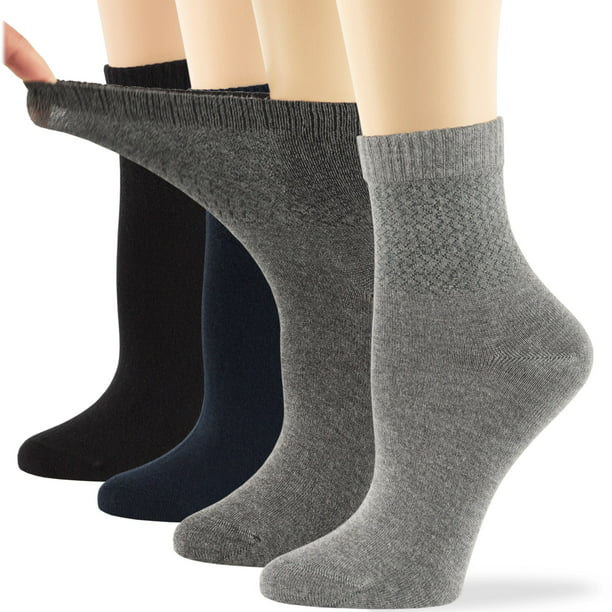 Womens Bamboo Diabetic Ankle Socks Non-Binding Soft Black, Dark Navy ...