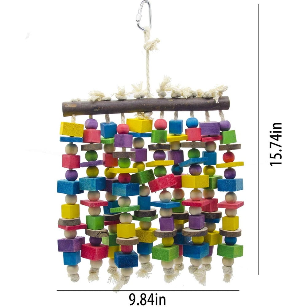 15.7" X 9.8" Large Bird Parrot Chewing Toy-Multicolored Wooden Blocks Bird Parrot Tearing Toys Suggested for Large Macaws Cokatoos,African Grey