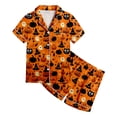 thumbnail image 5 of PEASKJP Pajamas for Kids Girls Kids Girls Pajama Set Silky PJS Button-Down Sleepwear Nightwear Loungewear Clothes Set Gifts (Orange,12-13 Years), 5 of 5