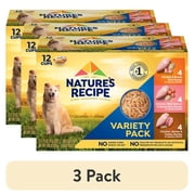 (3 pack) Nature's Recipe Chicken, Salmon & Turkey Wet Dog Food Variety Pack, 2.75 oz Cups (12 Pack)