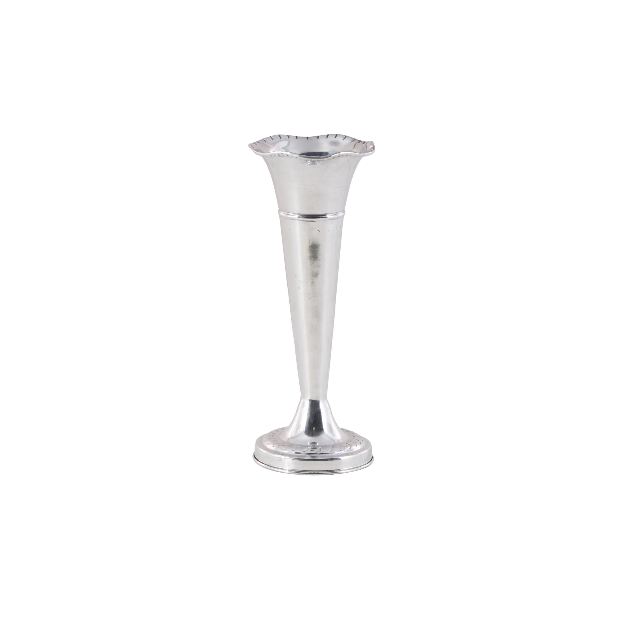 DecMode 15" Flute Shaped Silver Aluminum Metal Vase