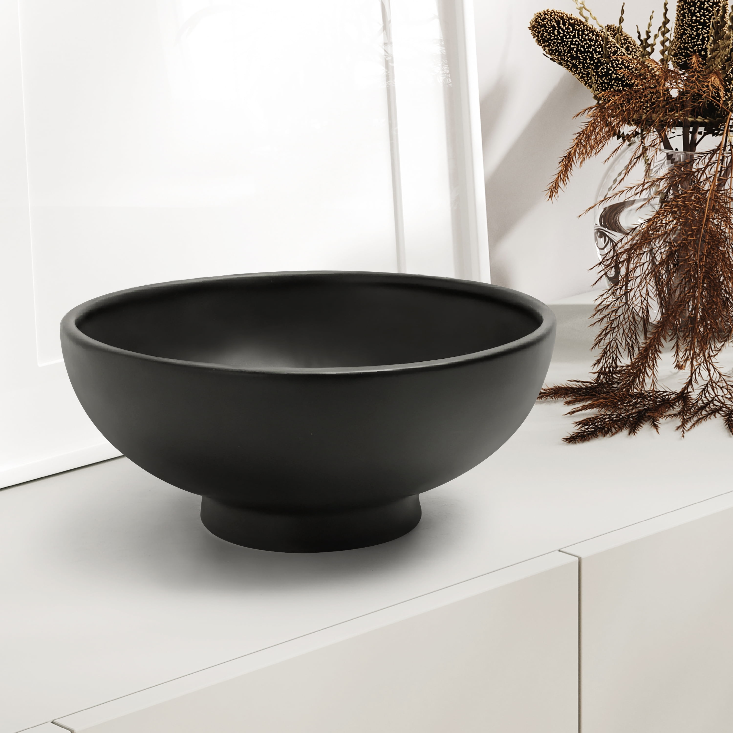 (4 pack) Better Homes & Garden Matte Black Round Ceramic 9.4" Decorative Bowl