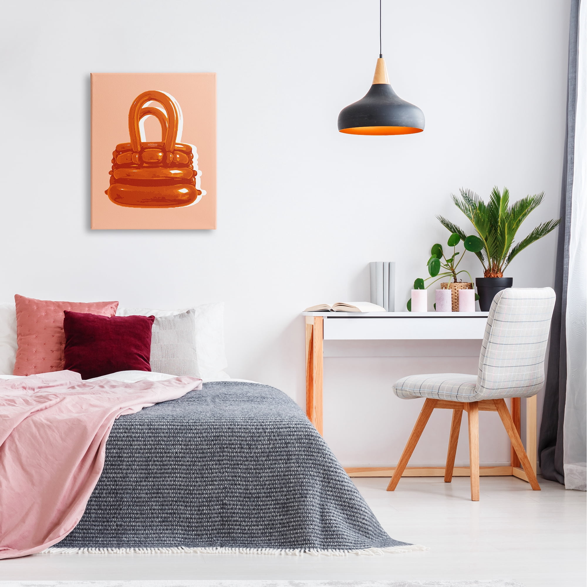 Stupell Industries Orange Modern Purse Abstract Painting Gallery Wrapped Canvas Print Wall Art, 24 x 30