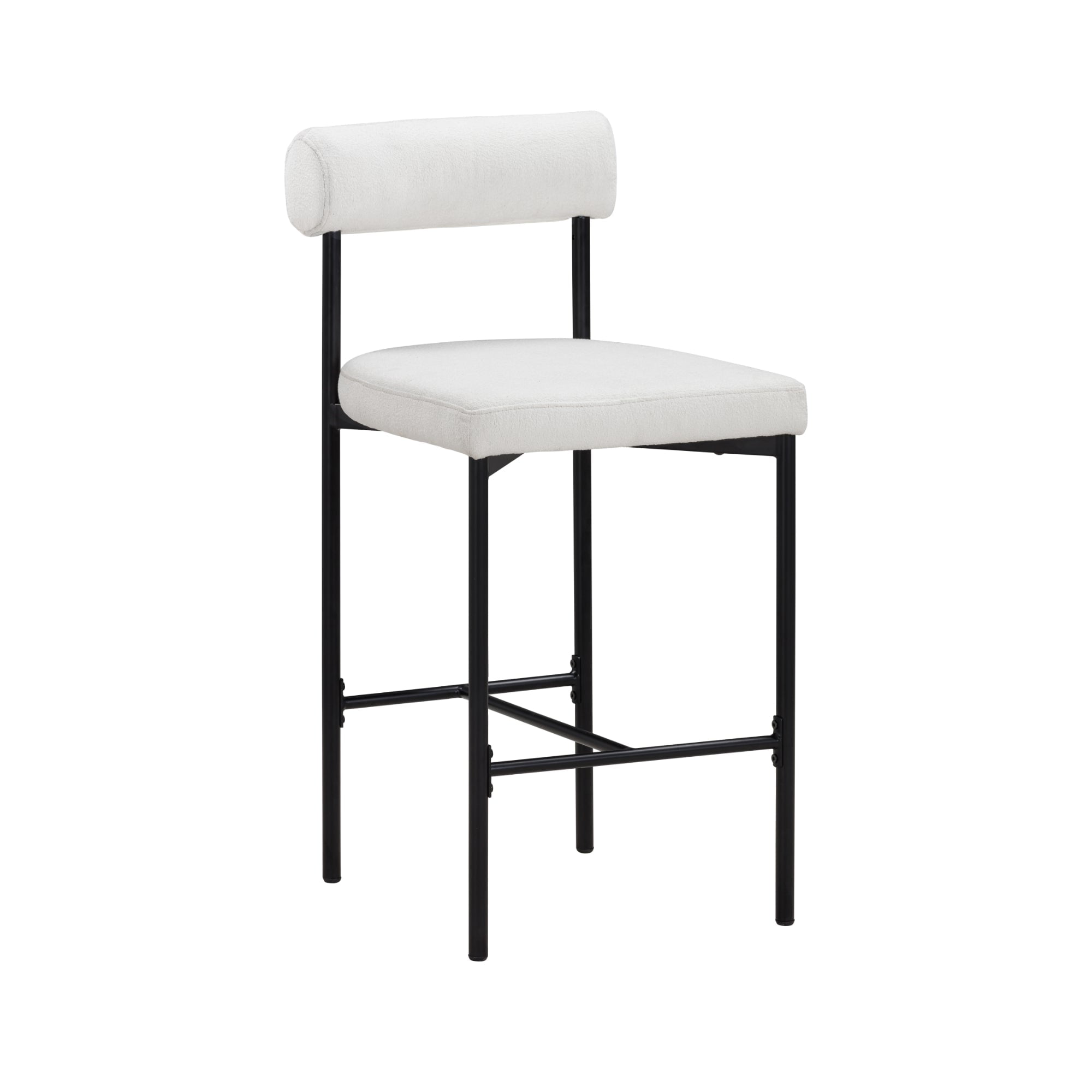 Nathan James Dahlia Counter Height Bar Stool Light Cream, Boucle/Black