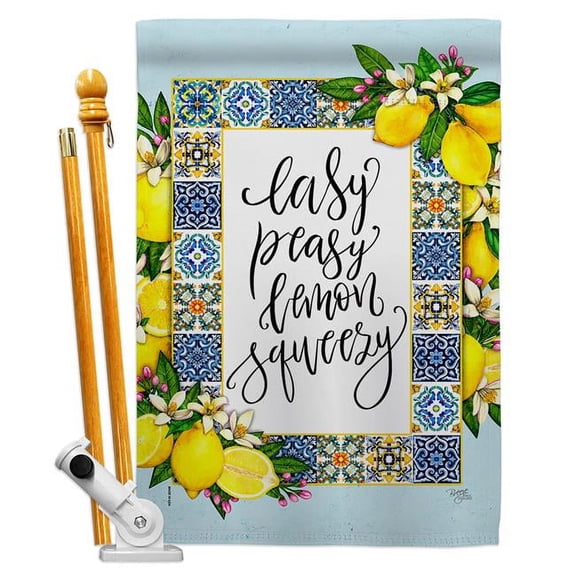 Breeze Decor HS120262-P3 Easy Lemon Food Fruit 28 x 40 in. Double-Sided Decorative Vertical House Flag Set for Decoration Banner Garden Yard Gift