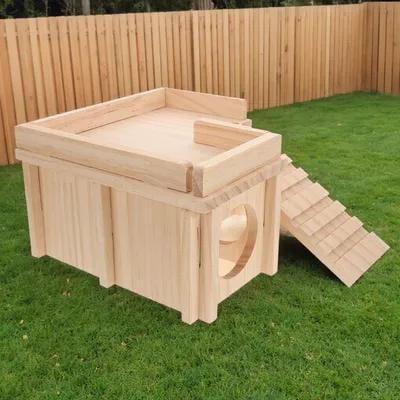 Hemobllo Wooden Lizard Hideout with Basking Platform, 1Pc Reptile Enclosure for Bearded Dragon Habitat and Care