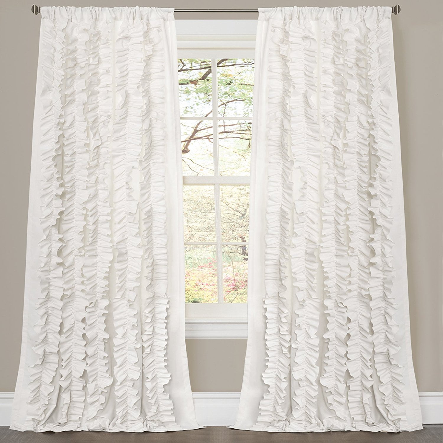 Lush Decor Belle Window Valance 18" x 84" White Ruffles New In Package 