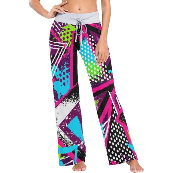 GZHJMY Women's Pajama Pants Abstract Chaotic Geometric Comfy Stretch Sleepwear Womens Wide Leg Pants Casual Loose Yoga Sweatpants Comfy Lounge Pajama, X-Large