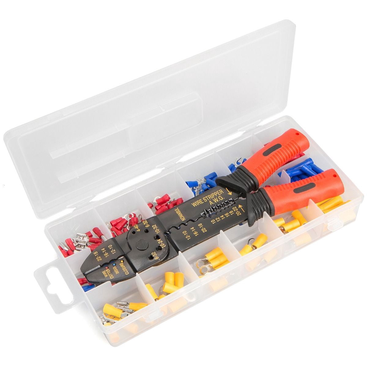 175PC Solderless Terminal Connectors Pliers Wire Stripper