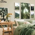 thumbnail image 3 of Póster de lienzo de paisaje de Río y bosque verde nórdico, impresiones de montaña y árbol de naturaleza, cuadro decorativo, arte de pared para sala de estar, 3 of 4