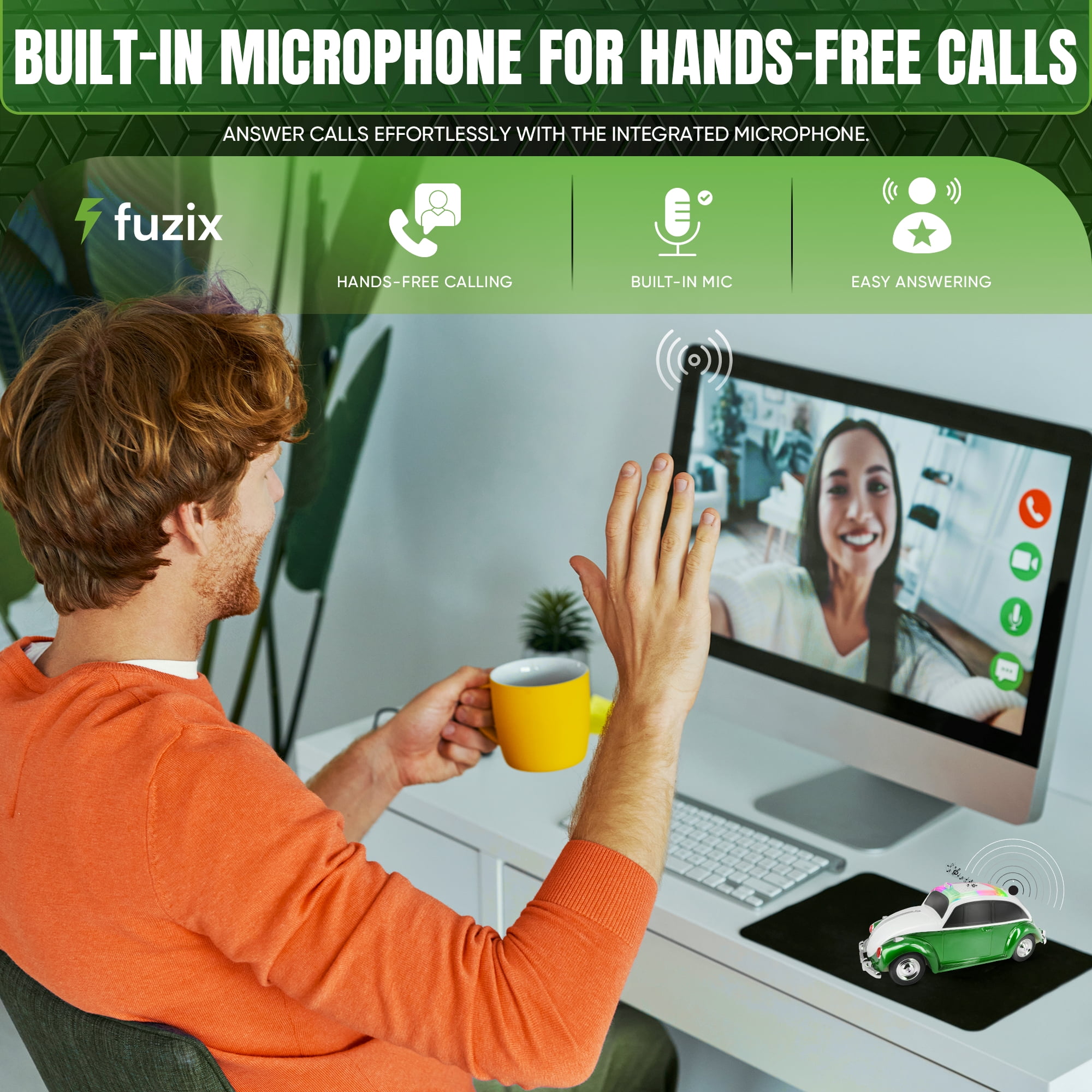 Fuzix WS-1958 Car Bluetooth Portable Speaker with LED AUX USB FM Rechargeable