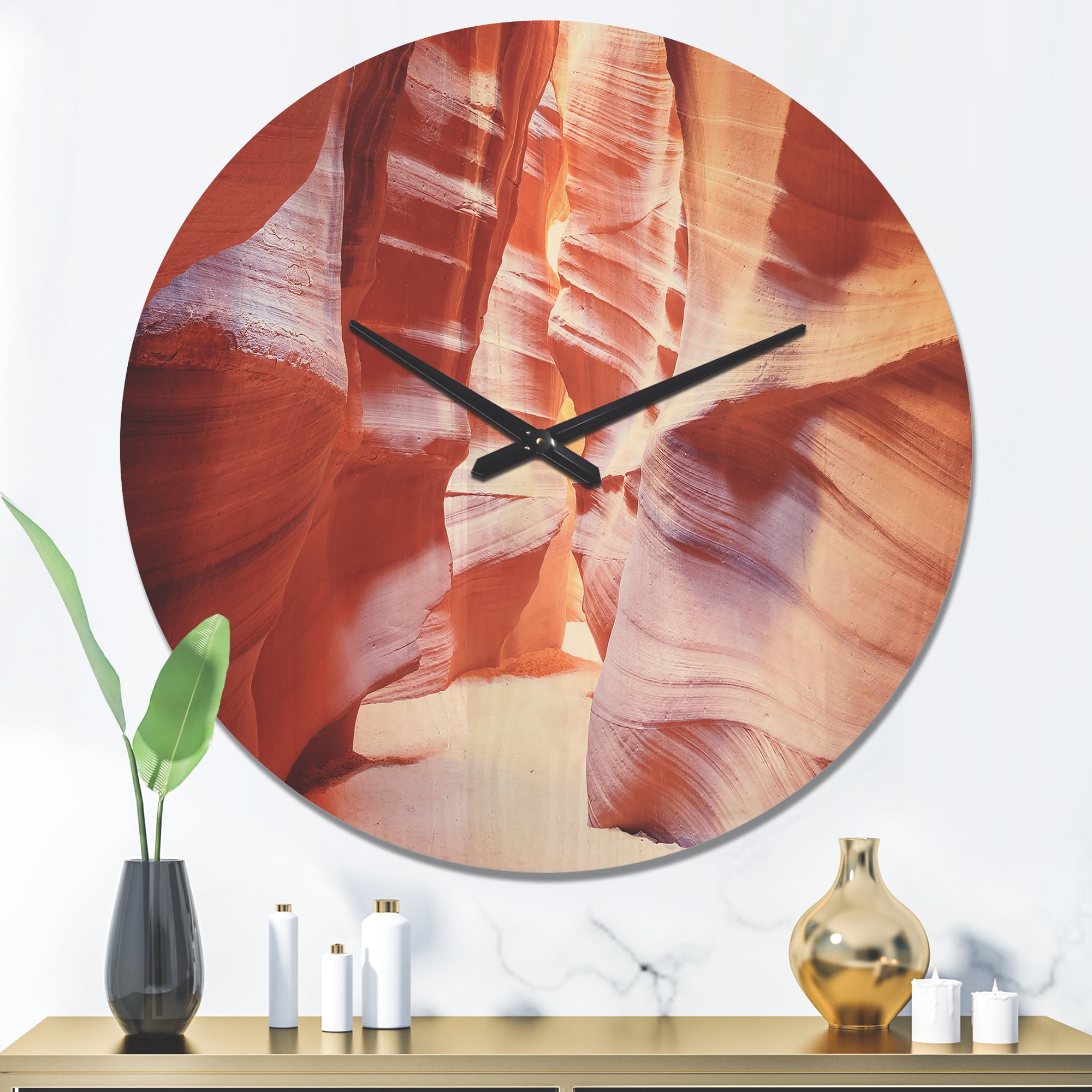 Designart 'Antelope Canyon Panoramic View' Modern Wood Wall Clock