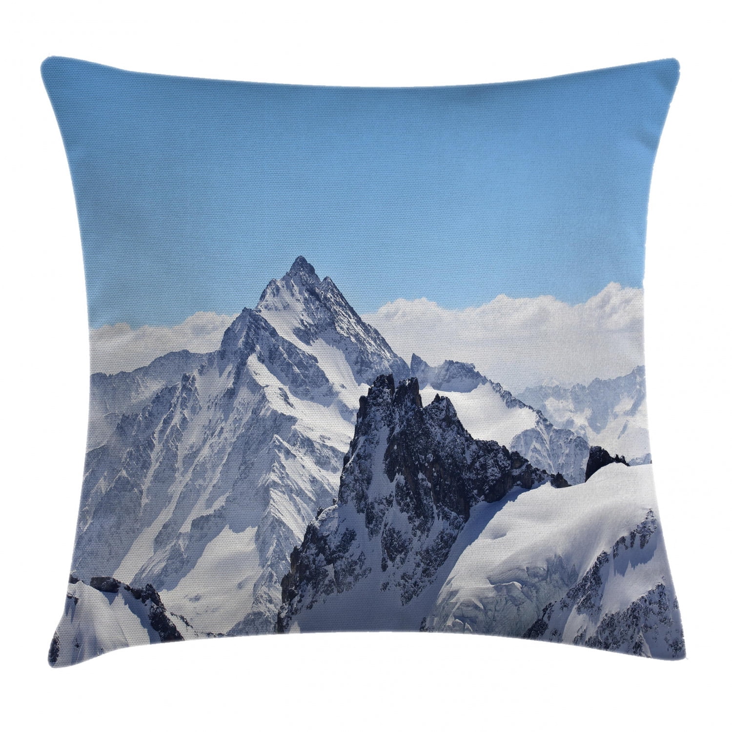 Winter Decor Throw Pillow Cushion Cover, Snowy Rocky