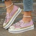 thumbnail image 6 of LOVZFMLL Women's Flat Shoes Fashion Rhinestone Slip On Sneakers Casual Comfort Chunky Walking Shoes Glitter Bling Loafers Pink 5, 6 of 9