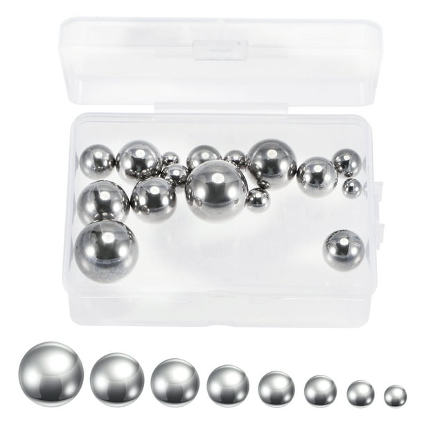 Uxcell 8 Tamaños de Bolas de Rodamiento Asortimento Acero Inoxidable 1/4" 5/16" 3/8" 7/16" 1/2" 9/16" 5/8" 3/4" Paquete de 16