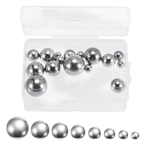 Uxcell 8 Size Bearing Balls Assortment 304 Stainless Steel 1/4" 5/16" 3/8" 7/16" 1/2" 9/16" 5/8" 3/4" 16 Pack
