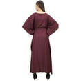 thumbnail image 3 of Bimba Women's Wine Caftan Dress Kimono Sleeve With Aari Work Long Kaftan-22, 3 of 4