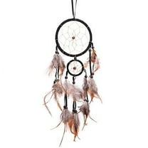 18" Traditional Black Dream Catcher with Feathers Wall or Car Hanging Ornament 2 Circles