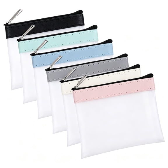 6 Pack 4.9x4.5" Clear Mini Waterproof Zipper Pouch, Small Travel Cosmetic Bag for Coin, Toiletries, Office & Daily Storage
