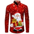 thumbnail image 1 of Camisa de fiesta de Claus para hombre, cuello abotonado, manga larga, estampado de alta definición, cómoda y suave, talla 6XL, 1 of 6
