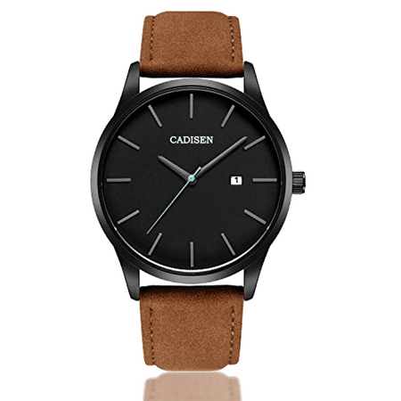 Quartz Ships - Mens Casual Quartz Watch-Genuin Leather Strap-Analog-Water Resistant-Free Ship
