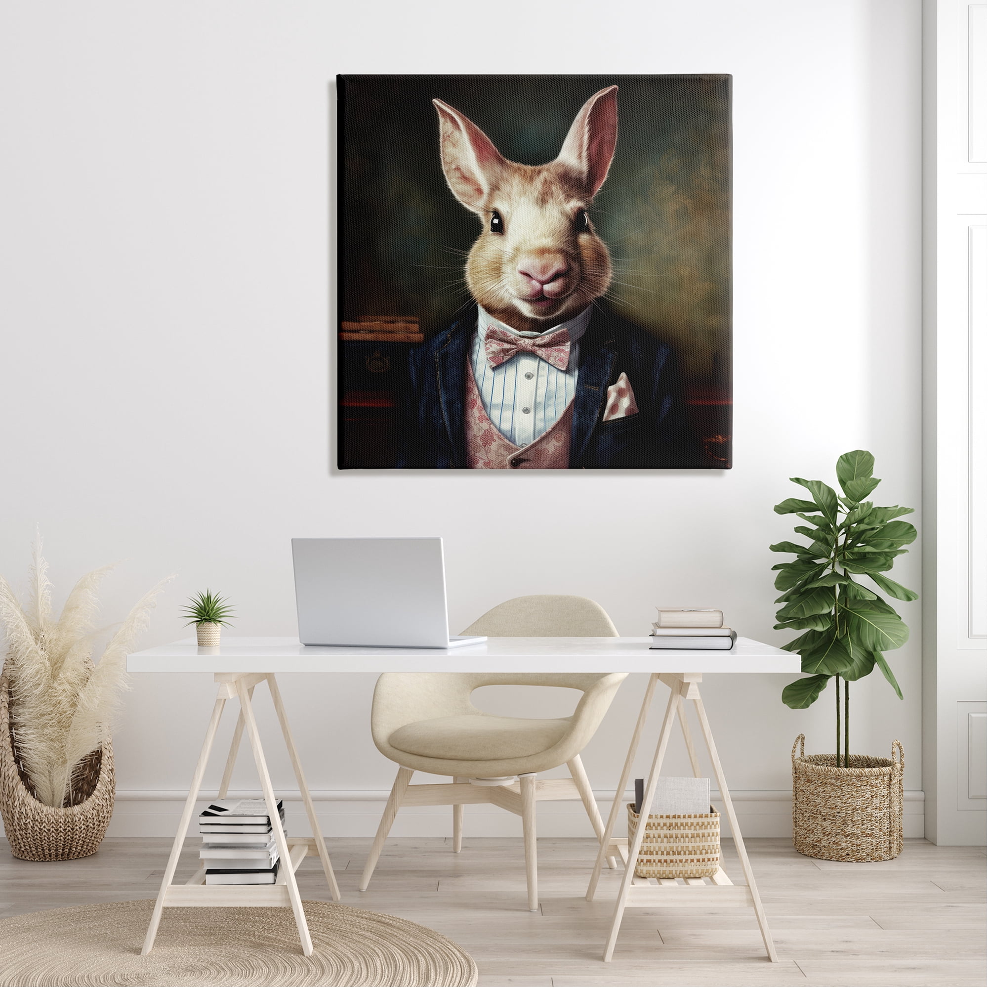 Stupell Industries Classy Fashion Rabbit Animals & Insects Painting Gallery Wrapped Canvas Art Print Wall Art, 36 x 36