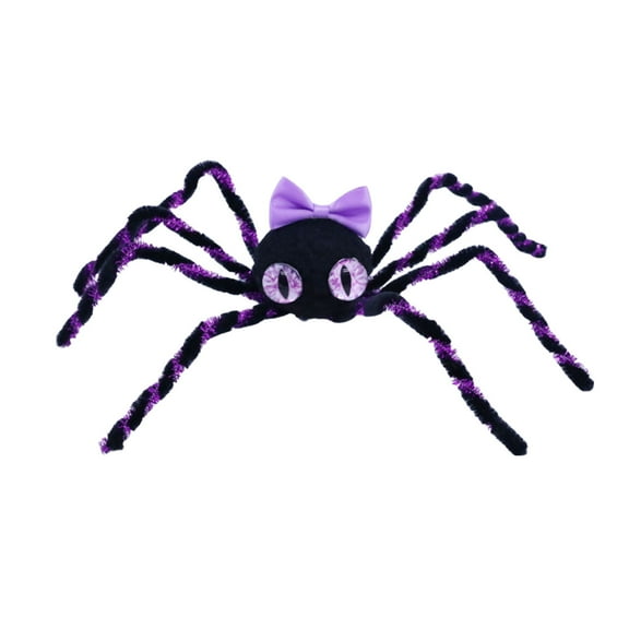 Wadada Halloween Spiders Decoration,Outdoor Halloween Spider Decor Outside, Cute Fake Black Spider,Realistic Hairy Spiders for Indoor Haunted House Prop Yard Lawn Garden Decor(11.8x2.4 Inch,Purple)
