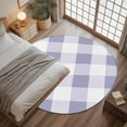 thumbnail image 3 of Purple White Buffalo Check 3.3ft Round Rug, Farmhouse Plaid Modern Geometric Non-Skid Rubber Backing Large Area Rugs - Living Room Bedroom Home Office, Indoor Floor Mat Carpets Washable Rug, 3 of 9
