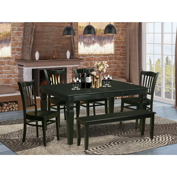 Small Kitchen Table Set Dinette And Dining Chairs Finish Black Number Of Items 6 Shape Rectangular Style Wood Seat Com Kitchen Dinette Table And Dining Chairs, What Shape Table For Small Kitchen