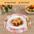 thumbnail image 4 of Red Pink Flowers Round 15 Inch Placemats Set of 6, Watercolor Summer Botanical Floral HeatResistant Non Slip Place Mats for Dining Table, Wipeable Braided Kitchen Table Mats for Housewarming, 4 of 9