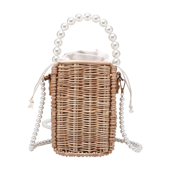 landege 1 Pc Woven Bag Fashionable One-shoulder Bag Multipurpose Handbag (Khaki)