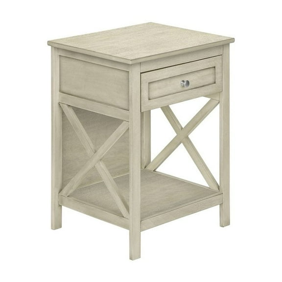 Accent Table - End - Side Table - 2 Tier - Nightstand - Antique White Veneer