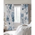 thumbnail image 4 of Teal Blue Botanical Kitchen Curtains Spring Floral Eucalyptus Leaves Cafe Short Curtains for Bathroom Blackout Window Curtain Grommet Small Window Treatment Drapes for Bedroom Living Room 27.5"x39"x2, 4 of 9