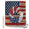 thumbnail image 2 of U.S. Flag Eagle Feather Shower Curtain, 48" x 72", Independence Day Red Wood Striped Vintage Waterproof Bathroom Curtain Washable Shower Curtain Set with 12 Hooks, 2 of 9