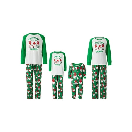 

Huakaishijie Matching Family Christmas Pajamas Long Sleeve Christmas Tree Santa Print Tops Cartoon Pants Sleepwear Set