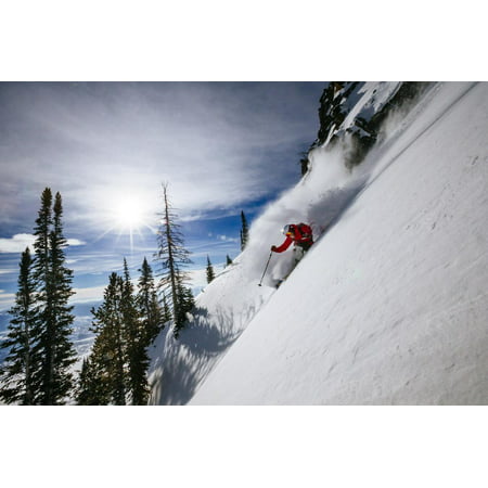 Skiing The Teton Backcountry Powder After A Winter Storm Clears Near Jackson Hole Mountain Resort Print Wall Art By Jay