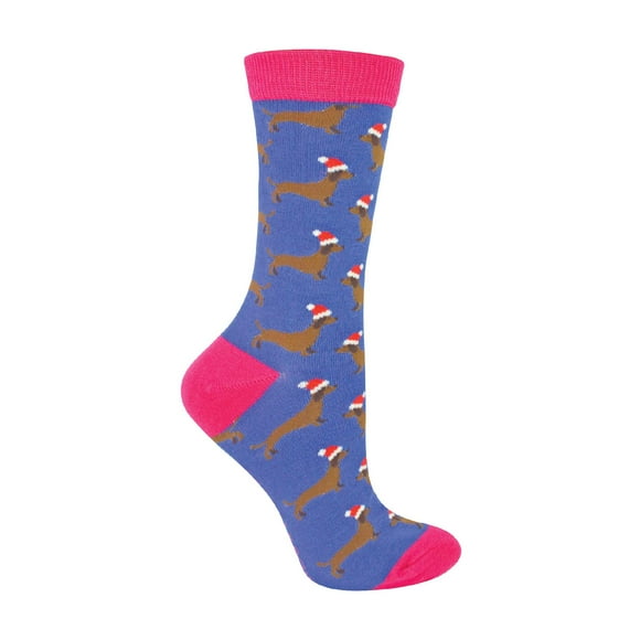 Chaussettes de Noël pour Dames / Miss Sparrow / Chaussettes Chien Saucisse pour Femmes / Chaussettes de Noël Fantaisie Amusantes Santa